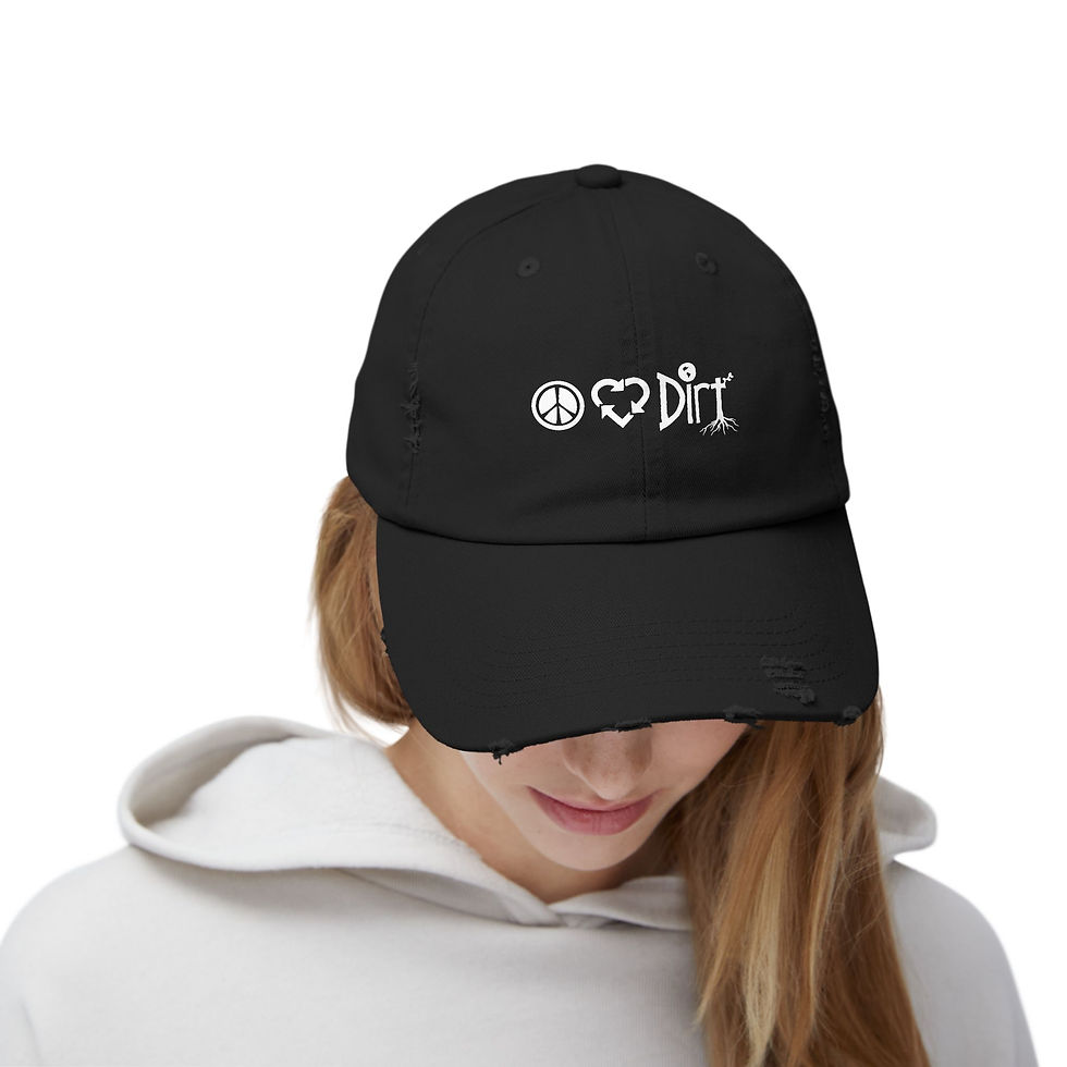 Thumbnail: Peace Love Dirt Unisex Distressed Cap