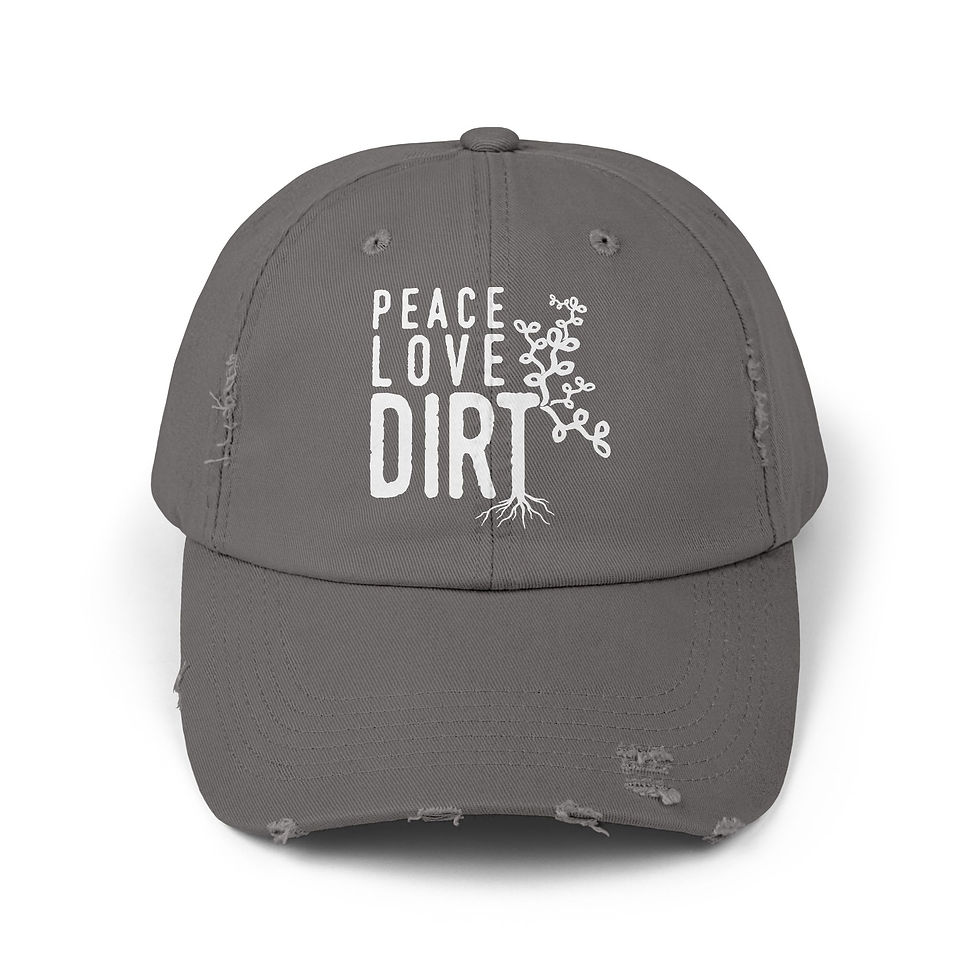 Thumbnail: Peace Love Dirt Unisex Distressed Cap | Original Logo