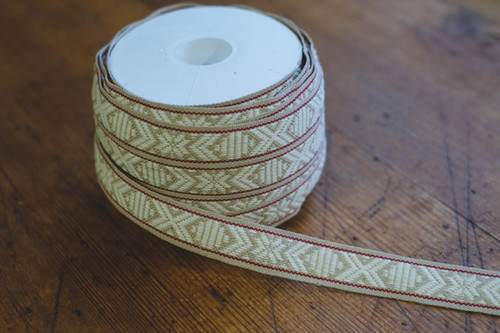 Traditional Swedish ribbon 15mm- beige/white/red | historicalfabrics
