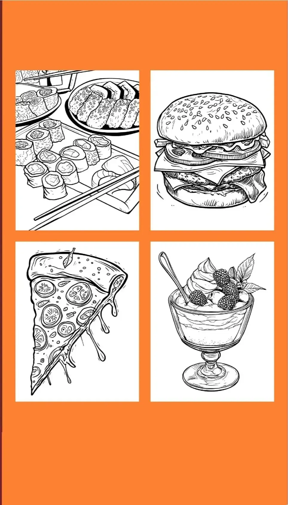 The back cover of " Food and Dribk Colouring Book."