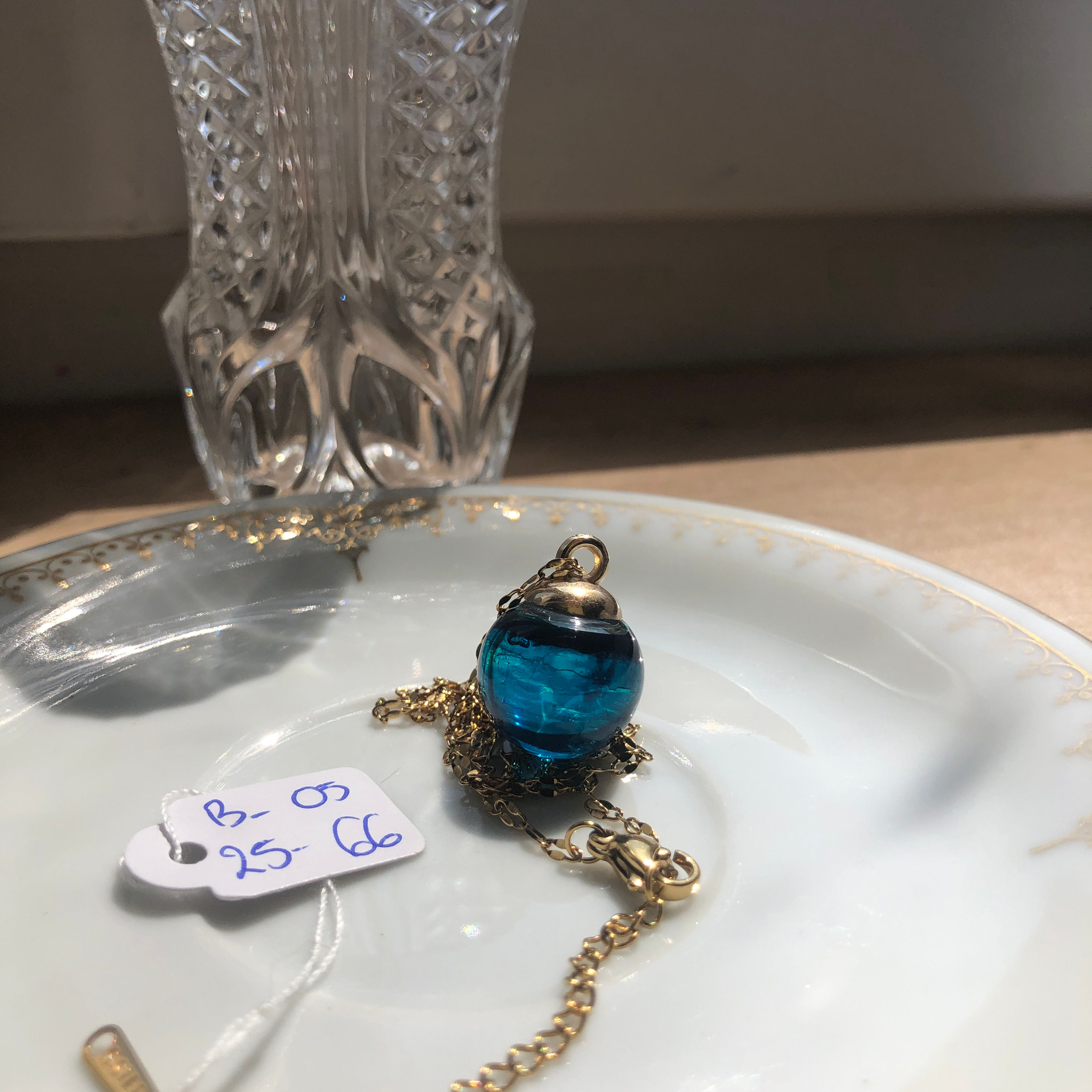 Collier Boule en verre Bleu