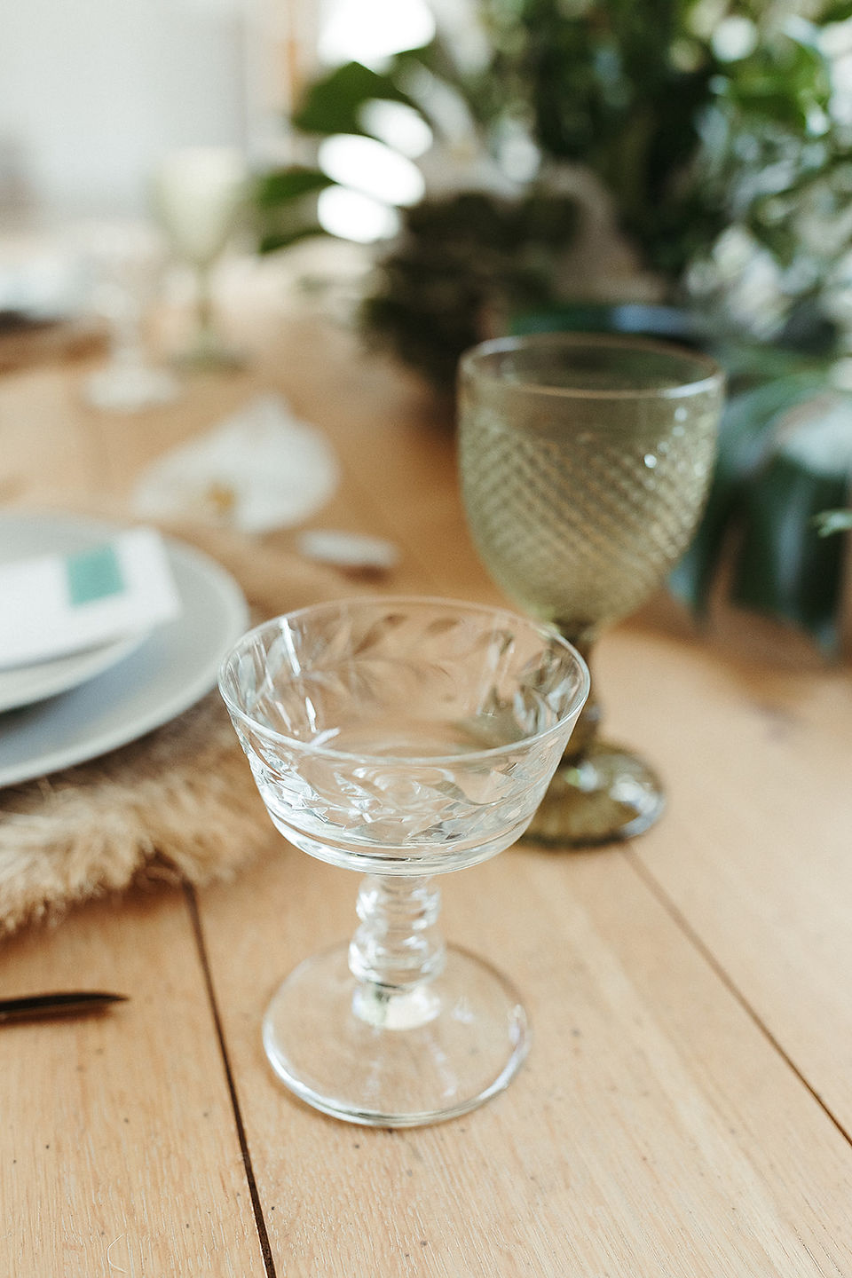 Vintage Coupe for Wedding Tablescape at The Harper in Costa Mesa