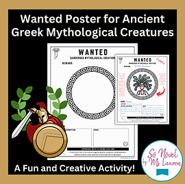 Wanted Poster for Creatures and Monsters in Ancient Greek Mythology