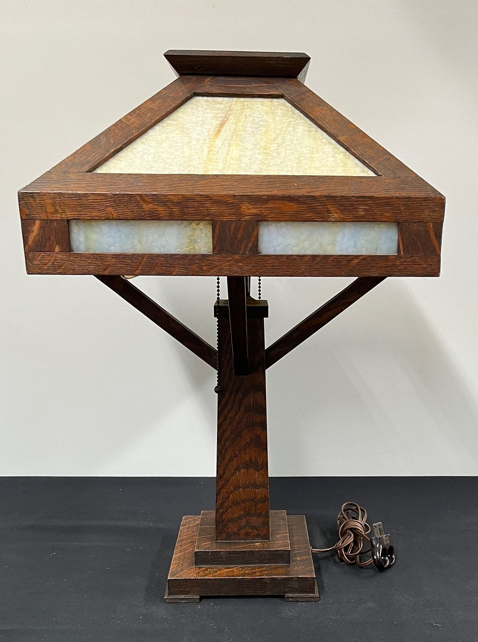 Thumbnail: VINTAGE SLAG GLASS LAMP,   Warm Carmel Color