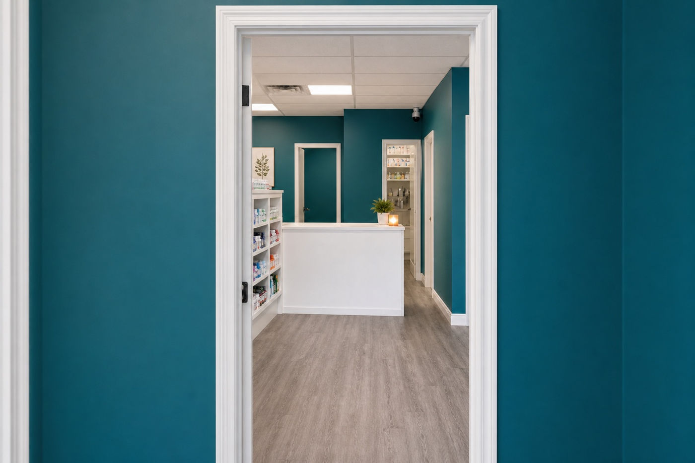 A doorway leading into the pharmacist consultation area at Murray Shore Pharmacy