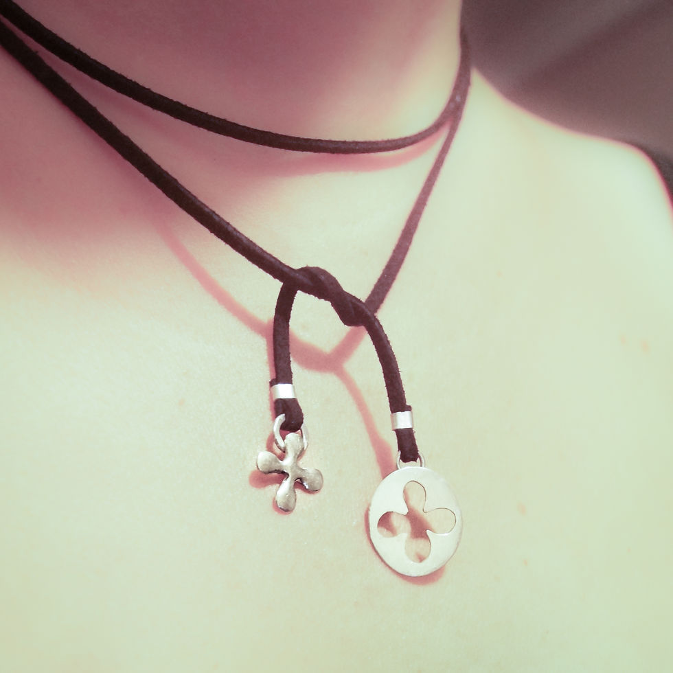 Collier écharpe Argent&Daim