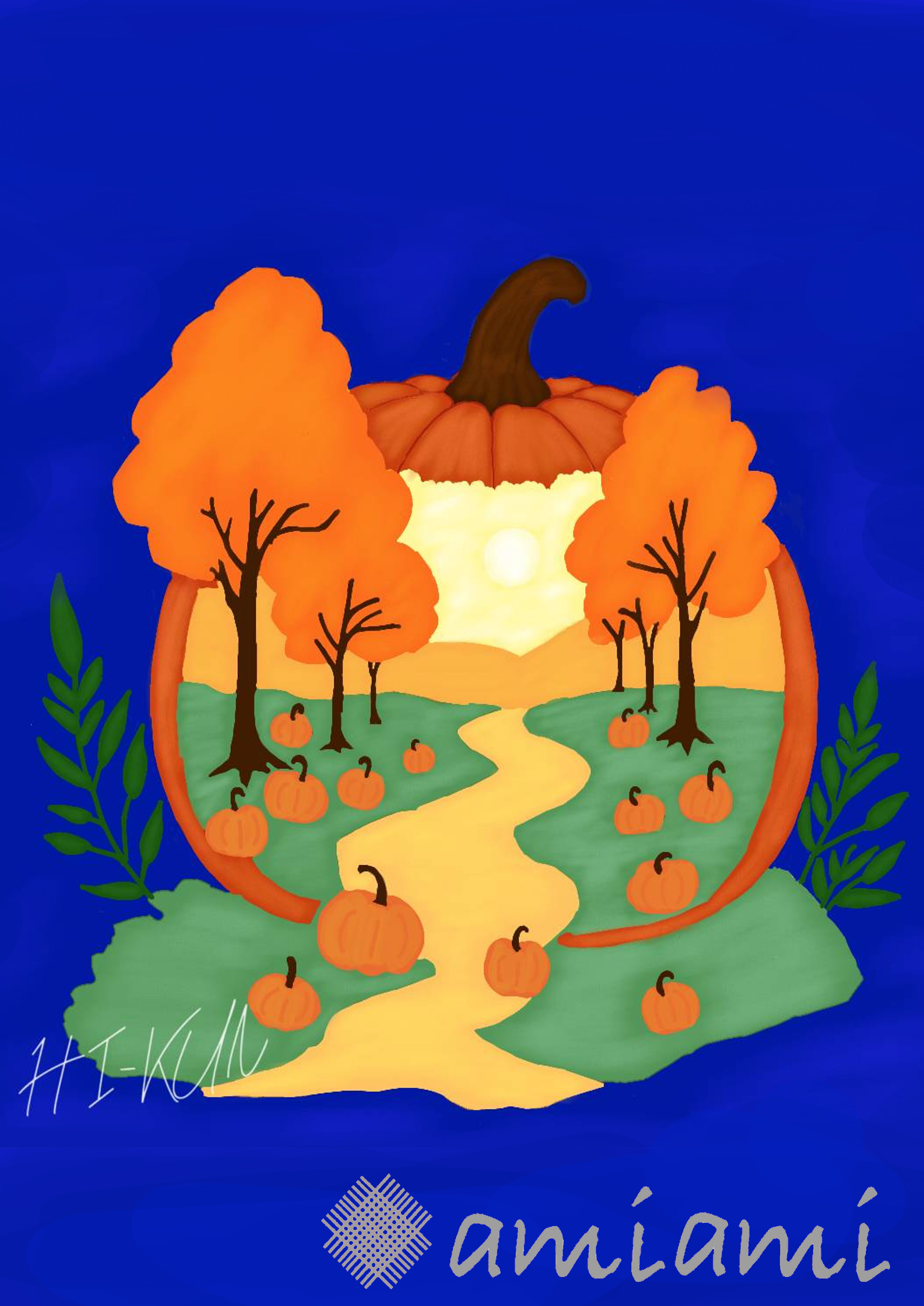 Happy Halloweenランタン (小キャンバス)