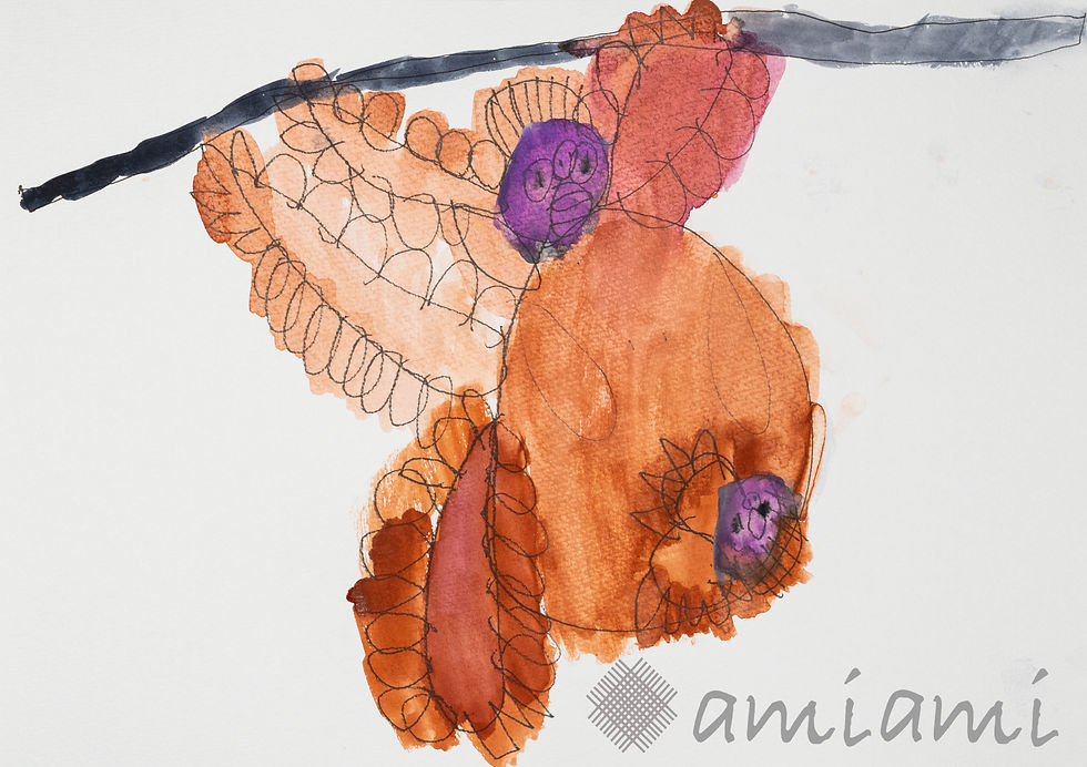 「オラウータン親子」 (小キャンバス)