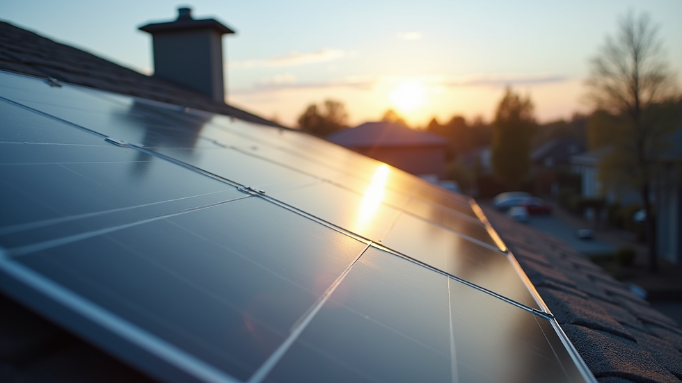 Eye-level view of solar panels installed on a residential roof