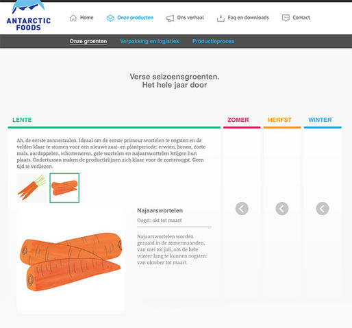 lobke rondelez illustratie antarctic foods frankrijk website diepvries groeten wortelen bonen erwten productie vrachtwagen transport, verpakking