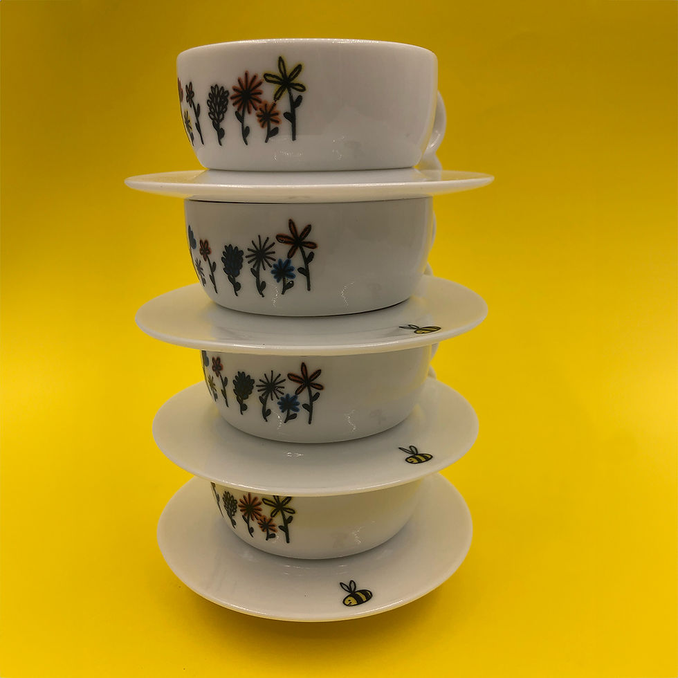 Thumbnail: Set van 4 kopjes in keramiek