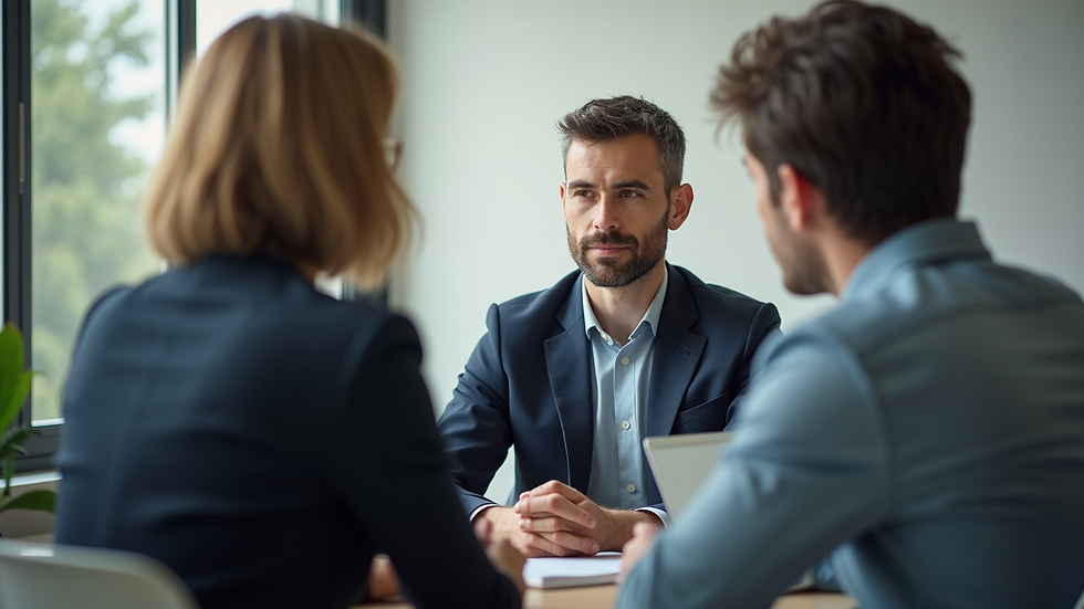 Eye-level view of a business leader engaged in a coaching session