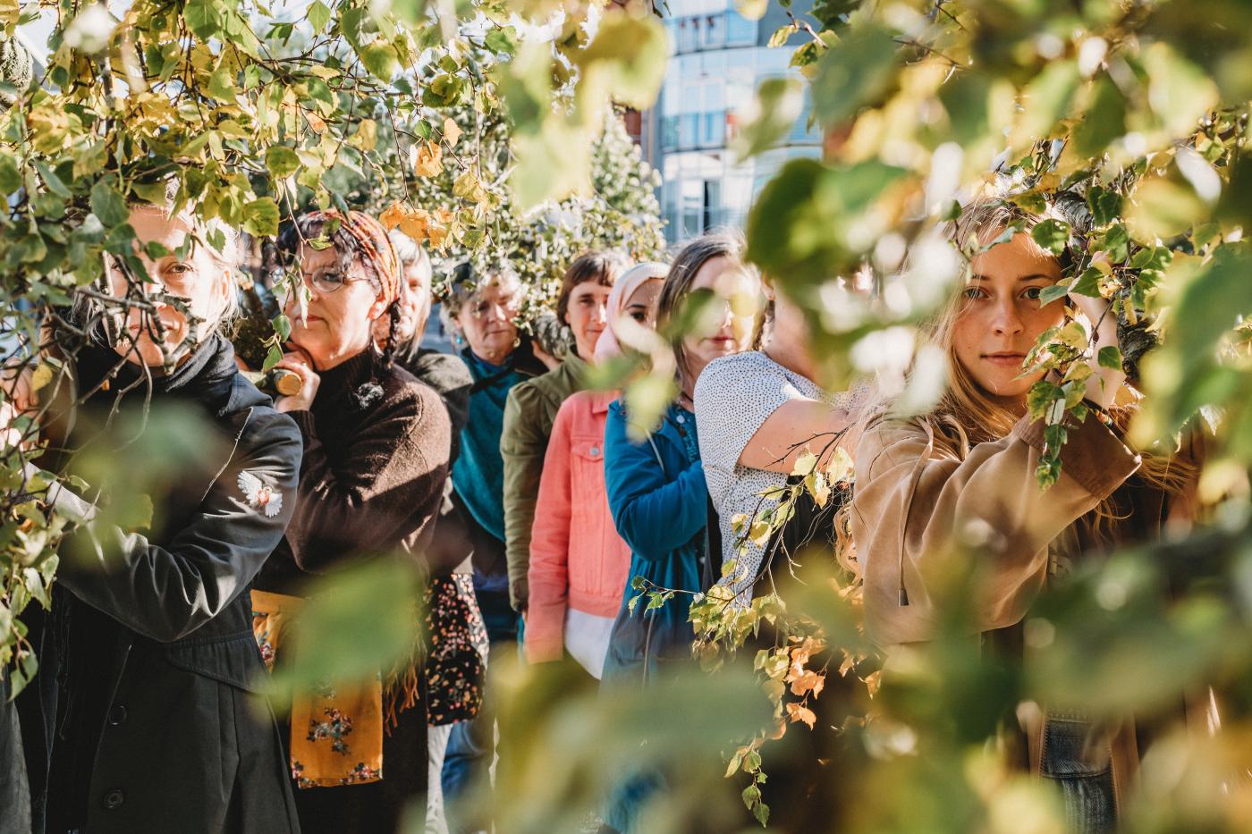 Walking Forest participants and artists gathered during the Coventry environmental art project.