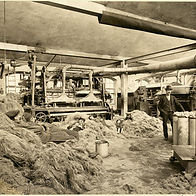 Historical flax factory depicting the typical interior of a flax processing factory which can be a fair representation of that of the British Hemp & Flax Development Co. Ltd that used to operate in Ripley, Derbyshire