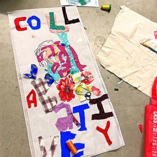 Early collaborative banner making trial with foundation art students