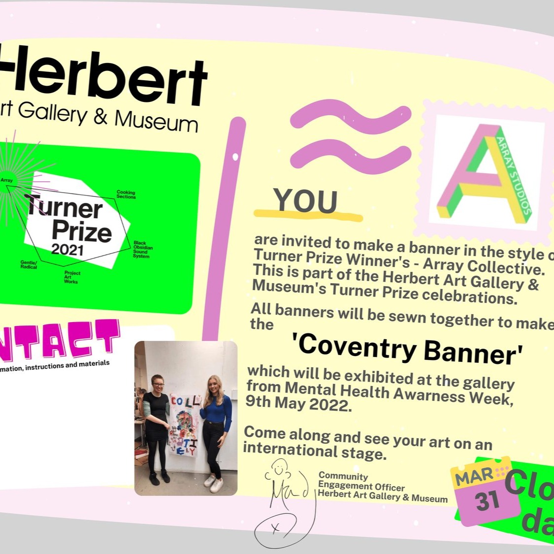Printed invitation material for The Coventry Banner community project.