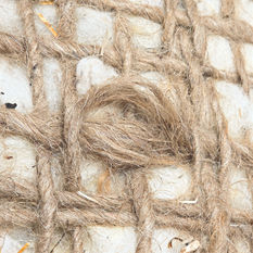 Hand knotted fibre vessel at the Welsh Pavilion, Venice Biennale 2026, connecting themes of flax, labour, community and The Long Thread.