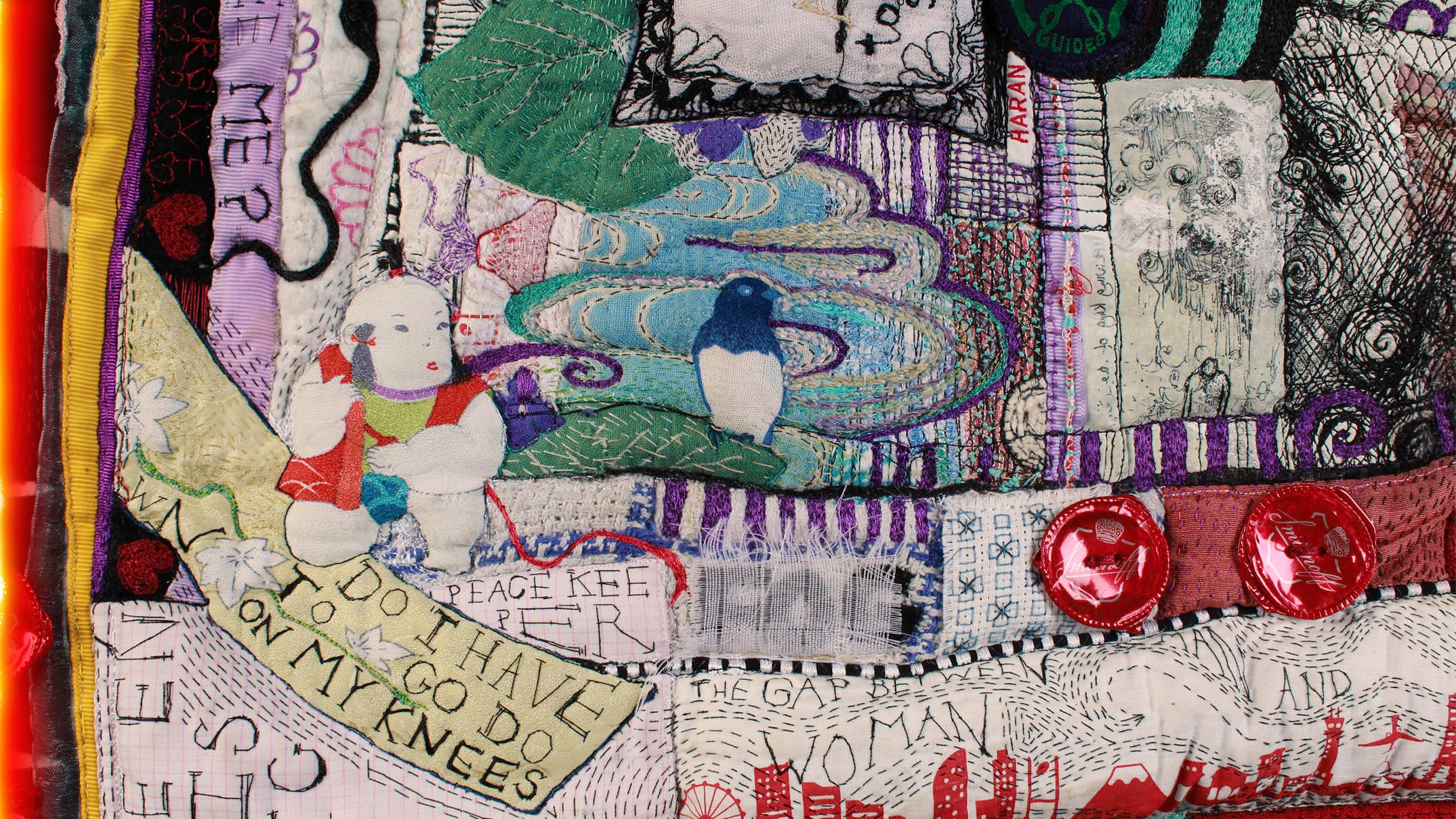 Wilderness Quilt, a hand and machine stitched textile artwork made during the 2020 lockdown.