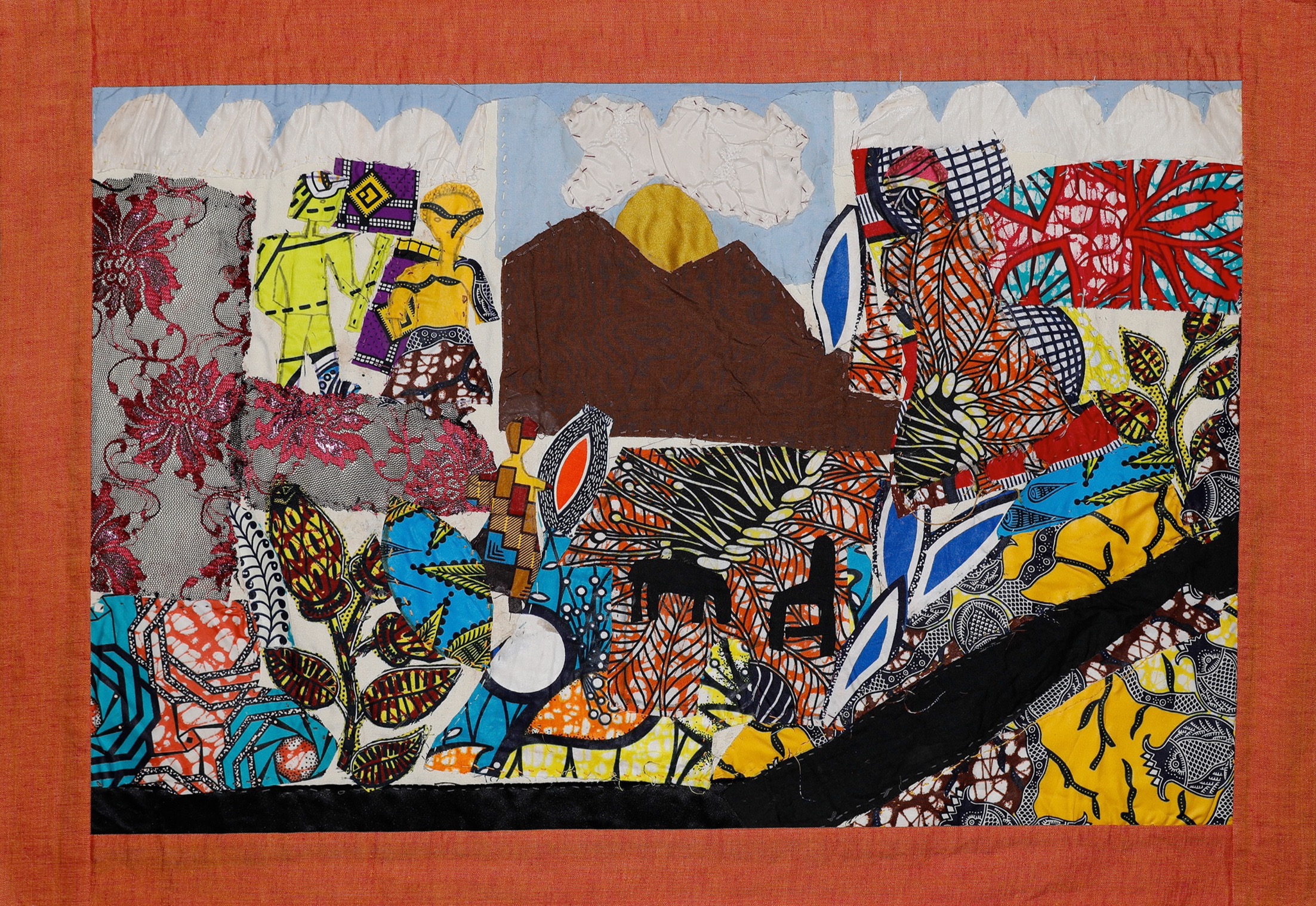 Detail of stitching and imagery within the Promesse story cloth for Common Threads Project.