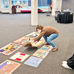 Common Threads Project story cloth exhibition installed in Westminster.