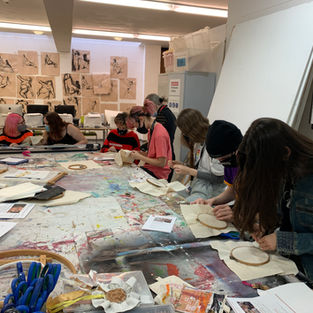 Hand stitching session with art students at King Edward VI College in Nuneaton