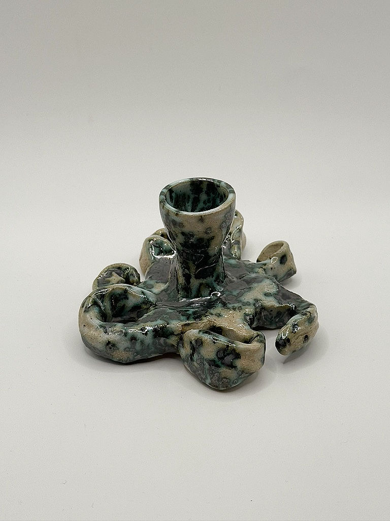Thumbnail: GREEN JASPER CANDLESTICKS - SET OF 2