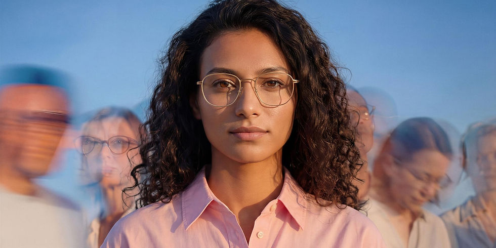Woman wearing ZEISS ClearMind single vision eyeglasses at Optica Caballero in Cypress, TX