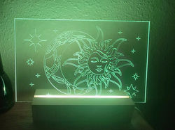Sun and Moon Engraving