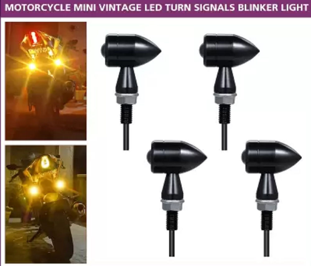 4x Indicator for Bike Jet Front Rear Turn Signal LED Indicators CNC Metal Amber