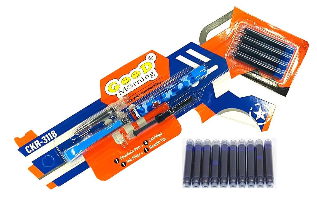 GUD MORN 1 Fountain Pen & 4 Ink Cartridges + 20 inks