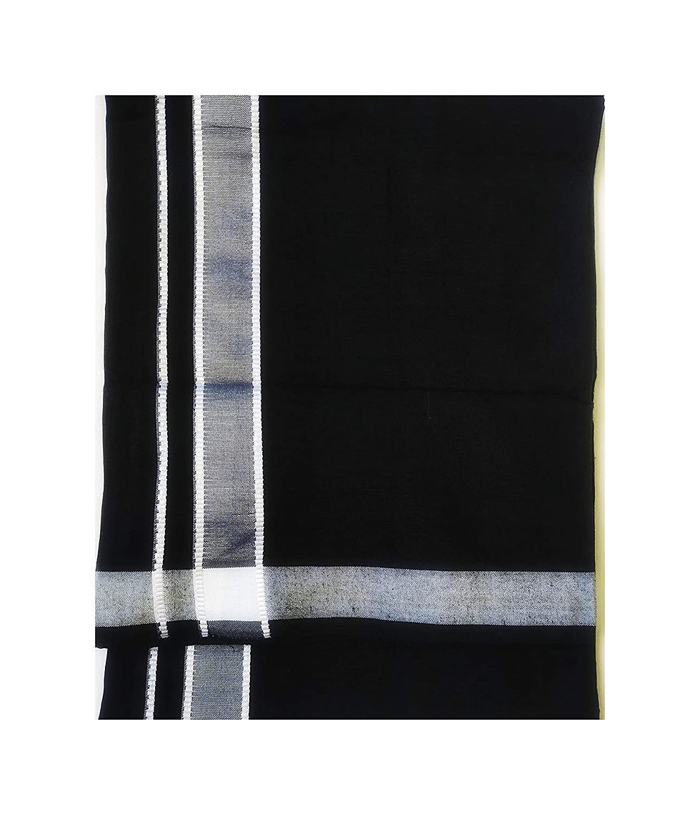 Thumbnail: Cotton Kerala Fancy Dhoti/Mundu (2.0 meters) (Grey Dhoti & Black Dhoti)