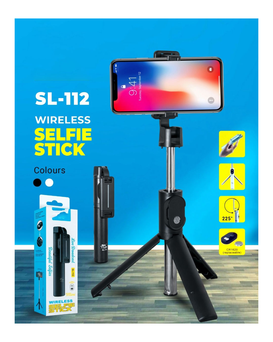 Selfie Stick Cum Tripod with Bluetooth Remote Clicker (Compatibl