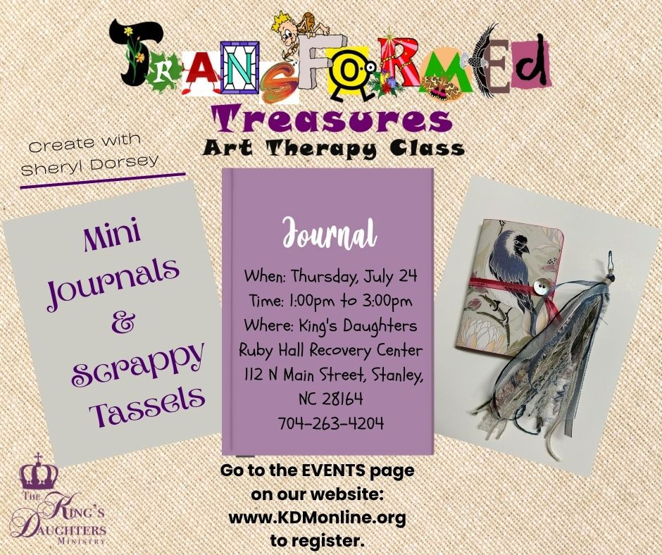 Transformed Treasures Art Therapy - Mini Journals & Scrappy Tassels with Sheryl!