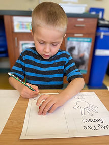 Preschooler learning to write sentences