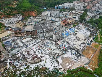 Aerial photos show devastation left by a deadly tornado in China.