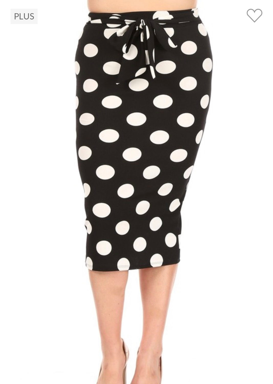 Black Polka Dot Midi Skirt