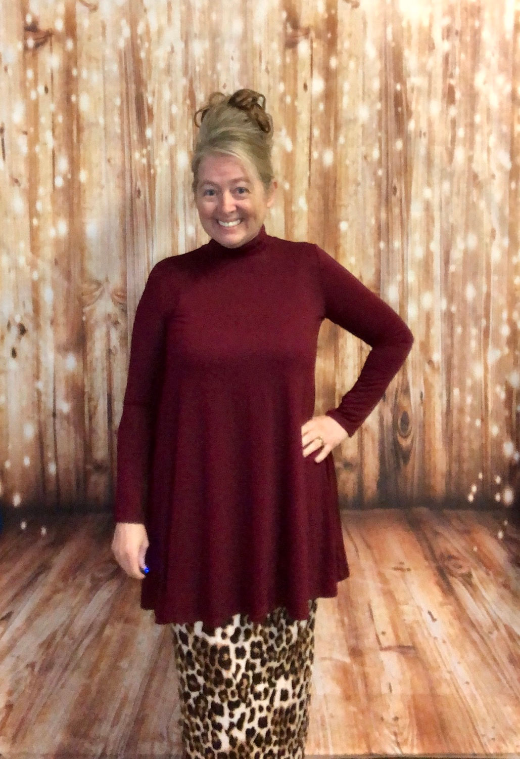 Burgundy Turtleneck Top