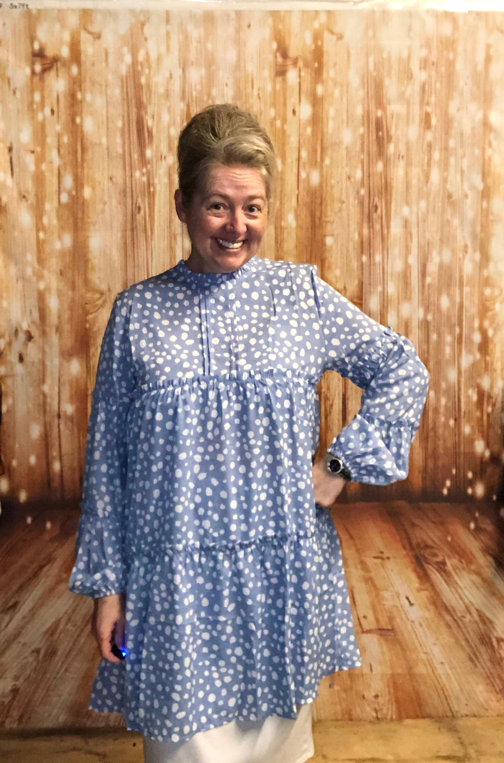 Blue Ruffle Tiered Dress