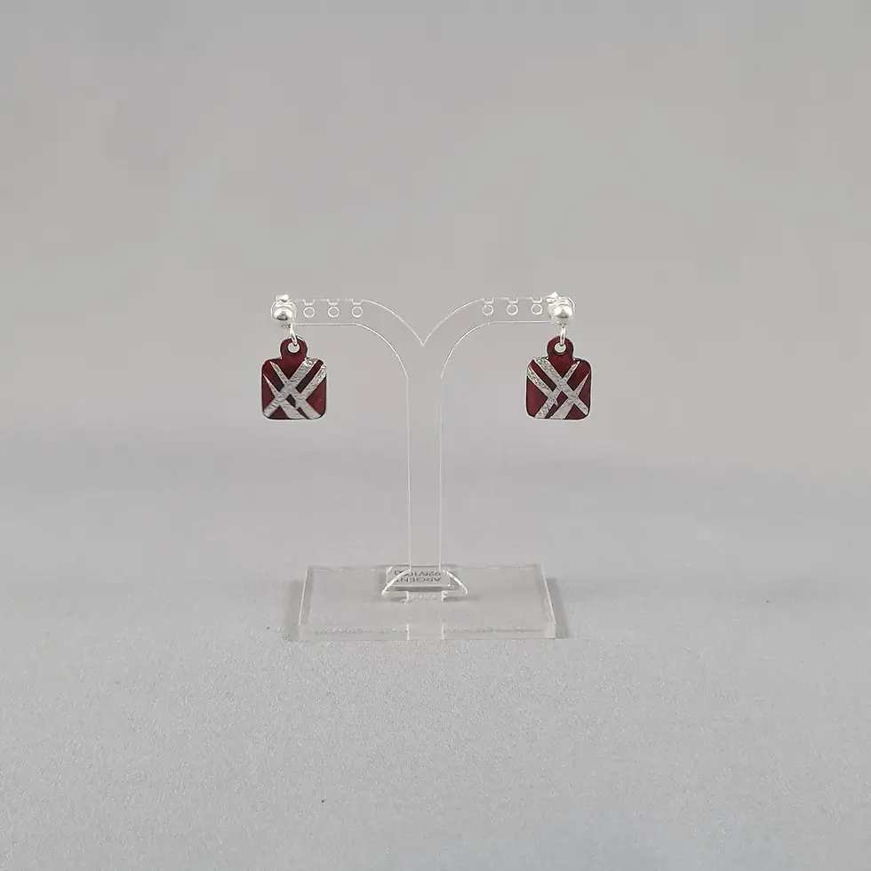 Boucles d’oreilles MINI REG bordeaux « ZIGZAG»