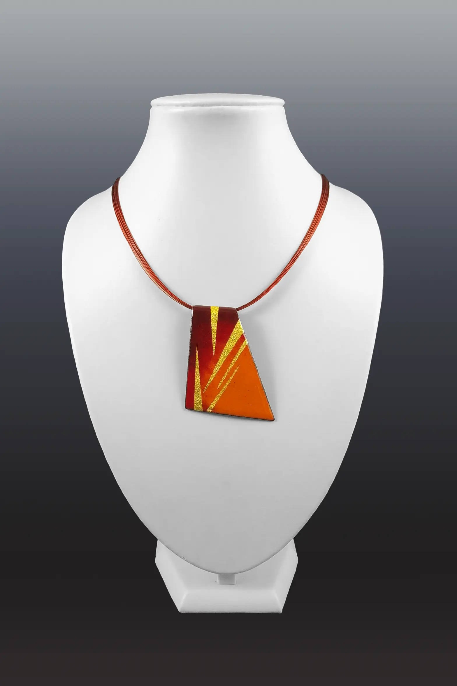 pendentif trapeze maxi orange zigzag