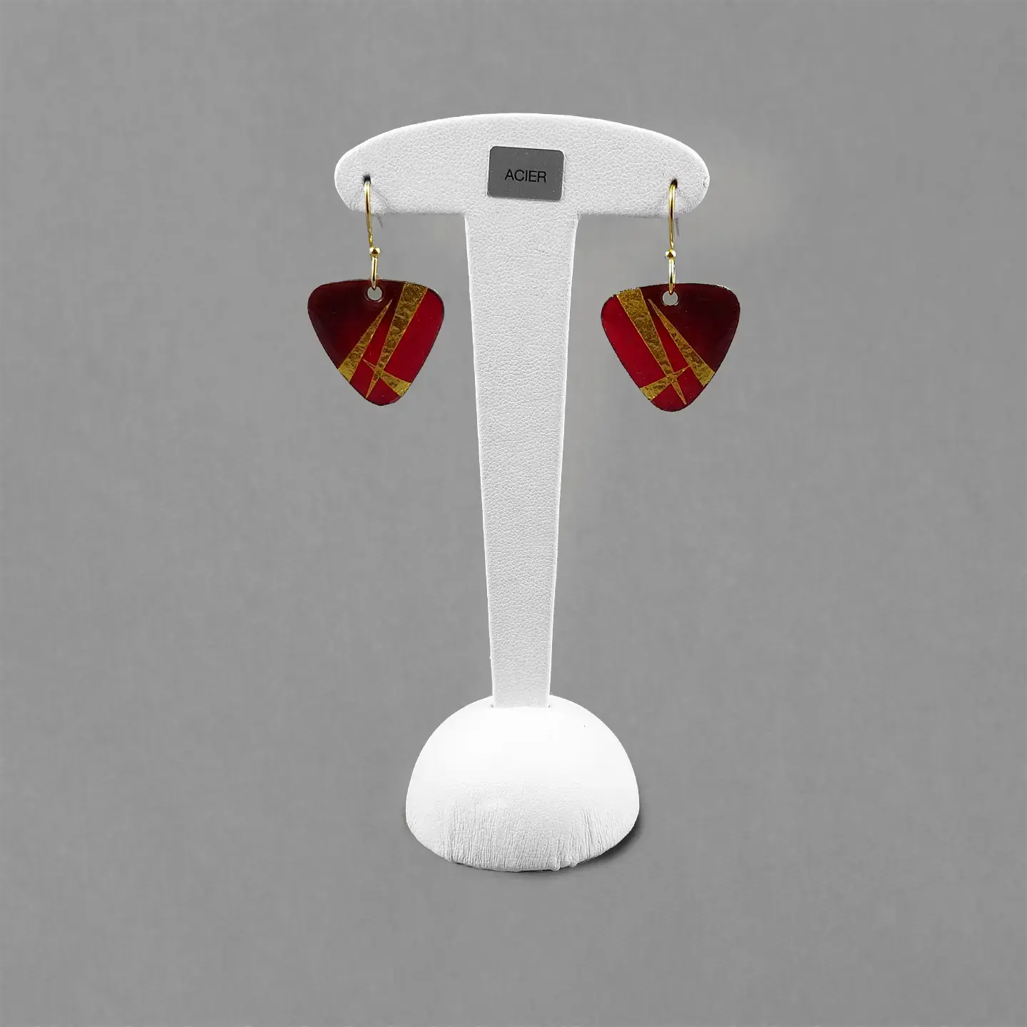 Boucles d’oreilles MINI INTRIA rouge « ZIGZAG OR»