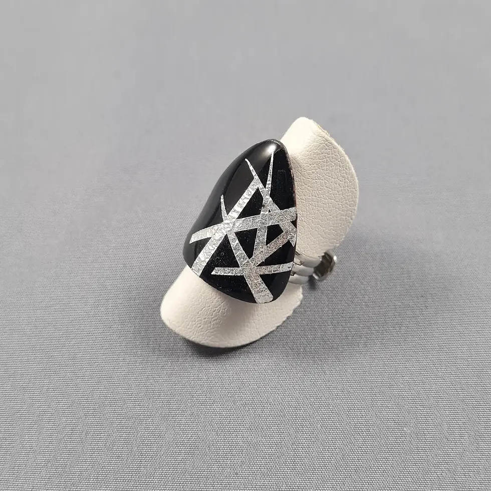 bague DUNETA noir ZIGZAG