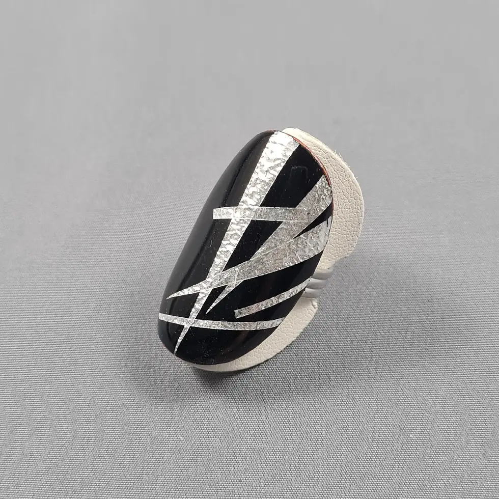 bague ELLIPSE noir ZIGZAG galbée