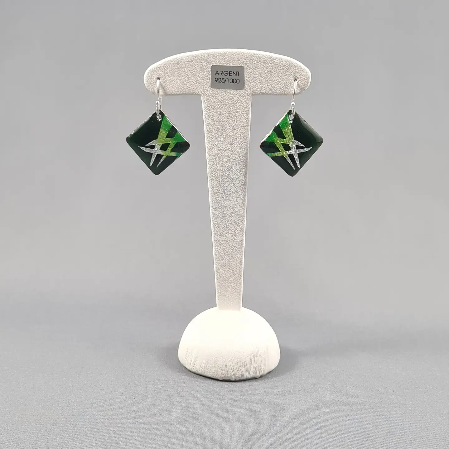 Boucles d’oreilles MINI CARRE vert « ZIGZAG»