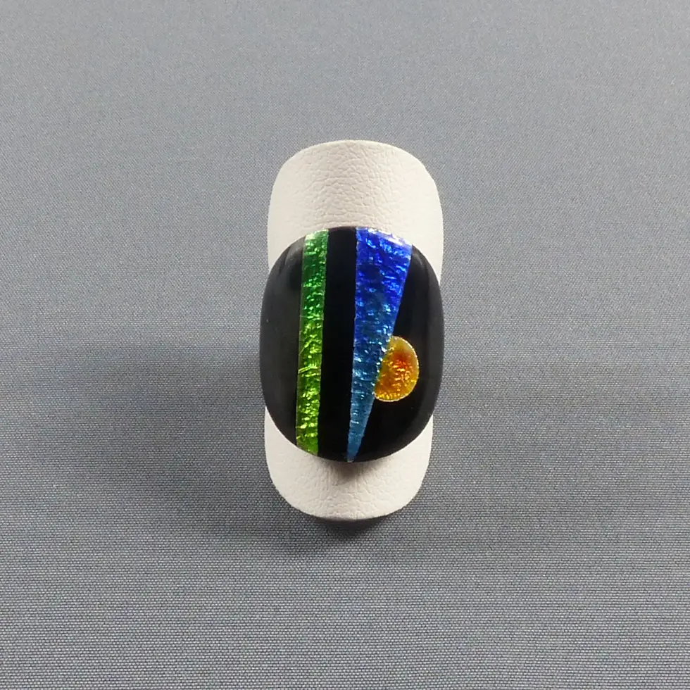 bague LUNA Mini galbée noir ROSEAUX face