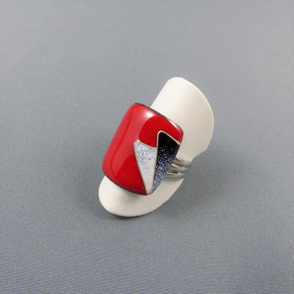 Bague ALPHA Mini galbée rouge PLUMES
