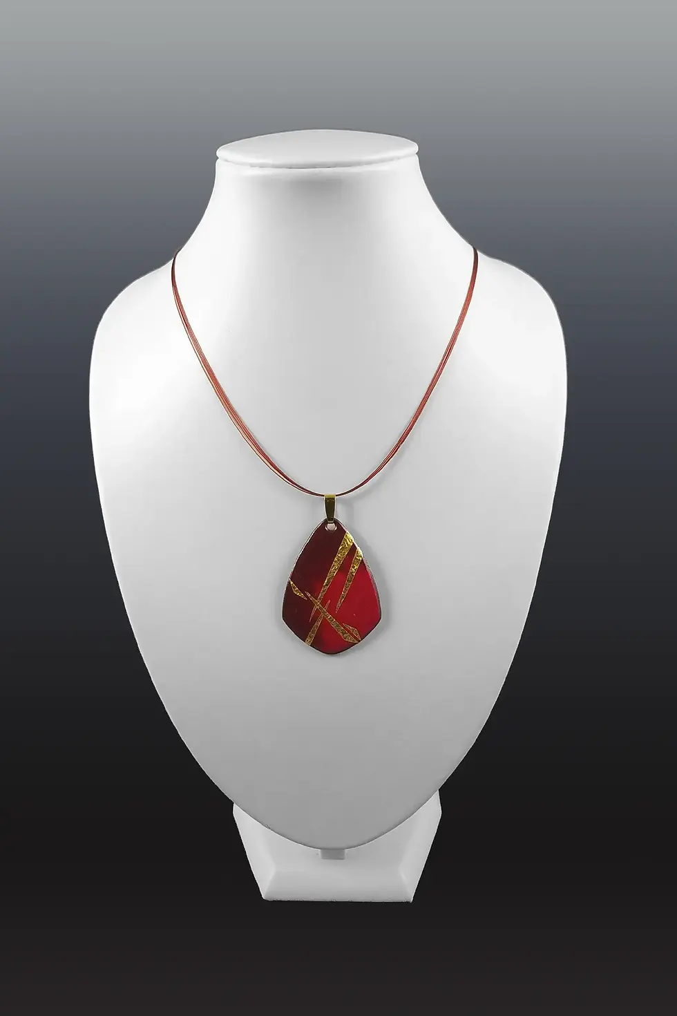 pendentif ECUSSON MAXI rouge ZIZAG OR