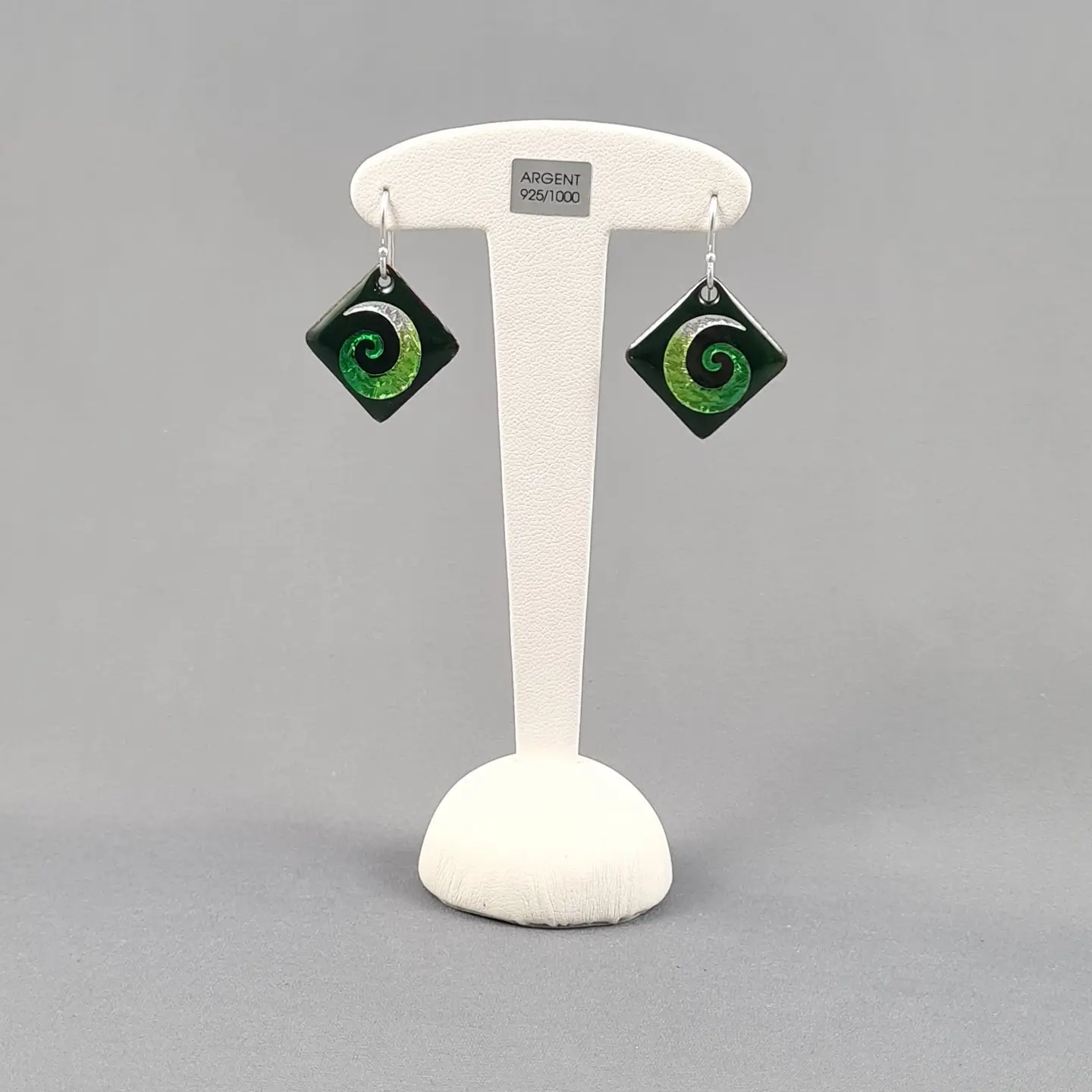 Boucles d’oreilles MINI CARRE vert « ARABESQUES»