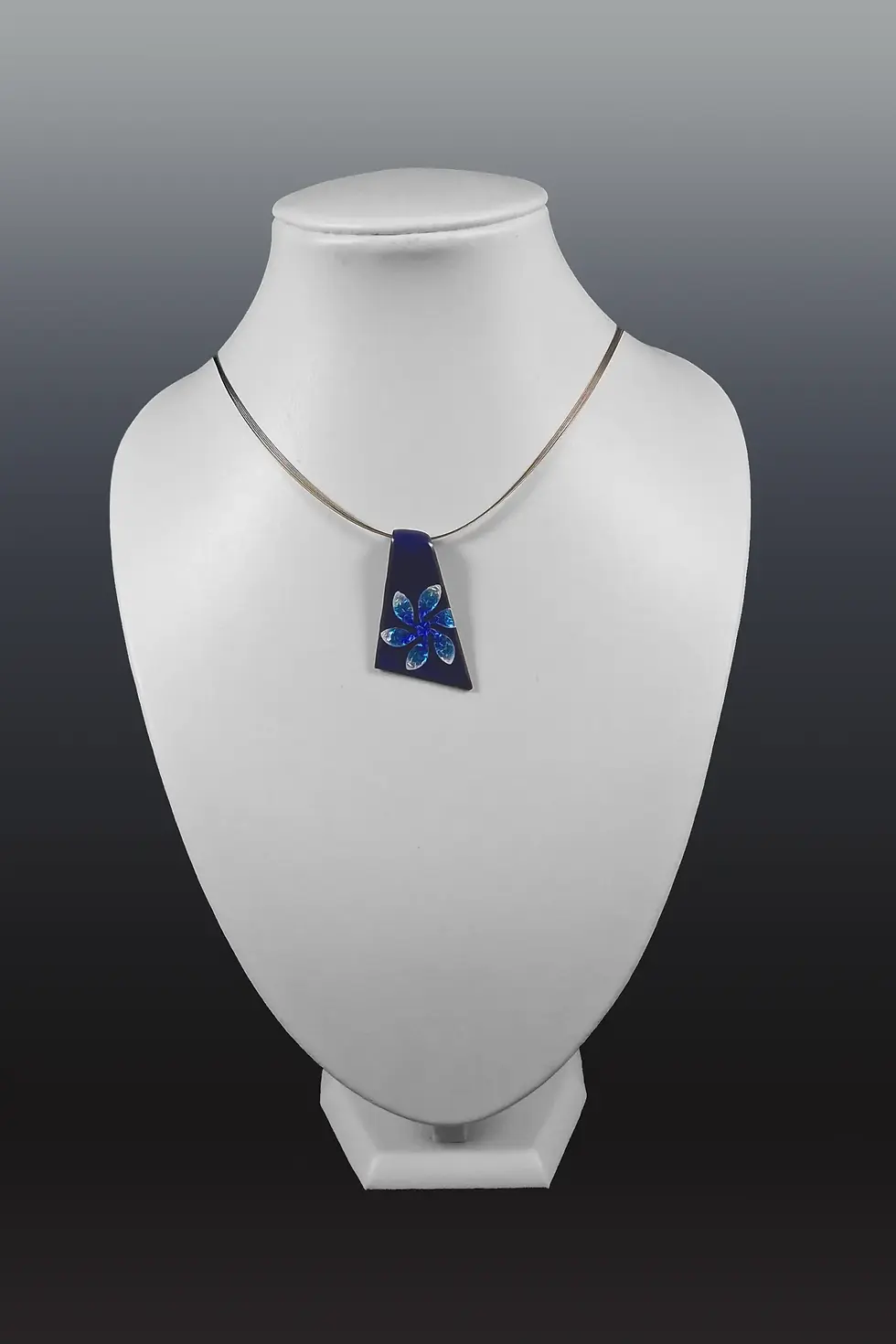 pendentif TRAPEZE Mini bleu FLEURS