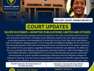 High Court Rules Social Media Posts Are Copyrightable, Holds Monitor Publications and NTV Liable for Copyright Infringement and False Attribution, Awards UGX 185 Million in Damages